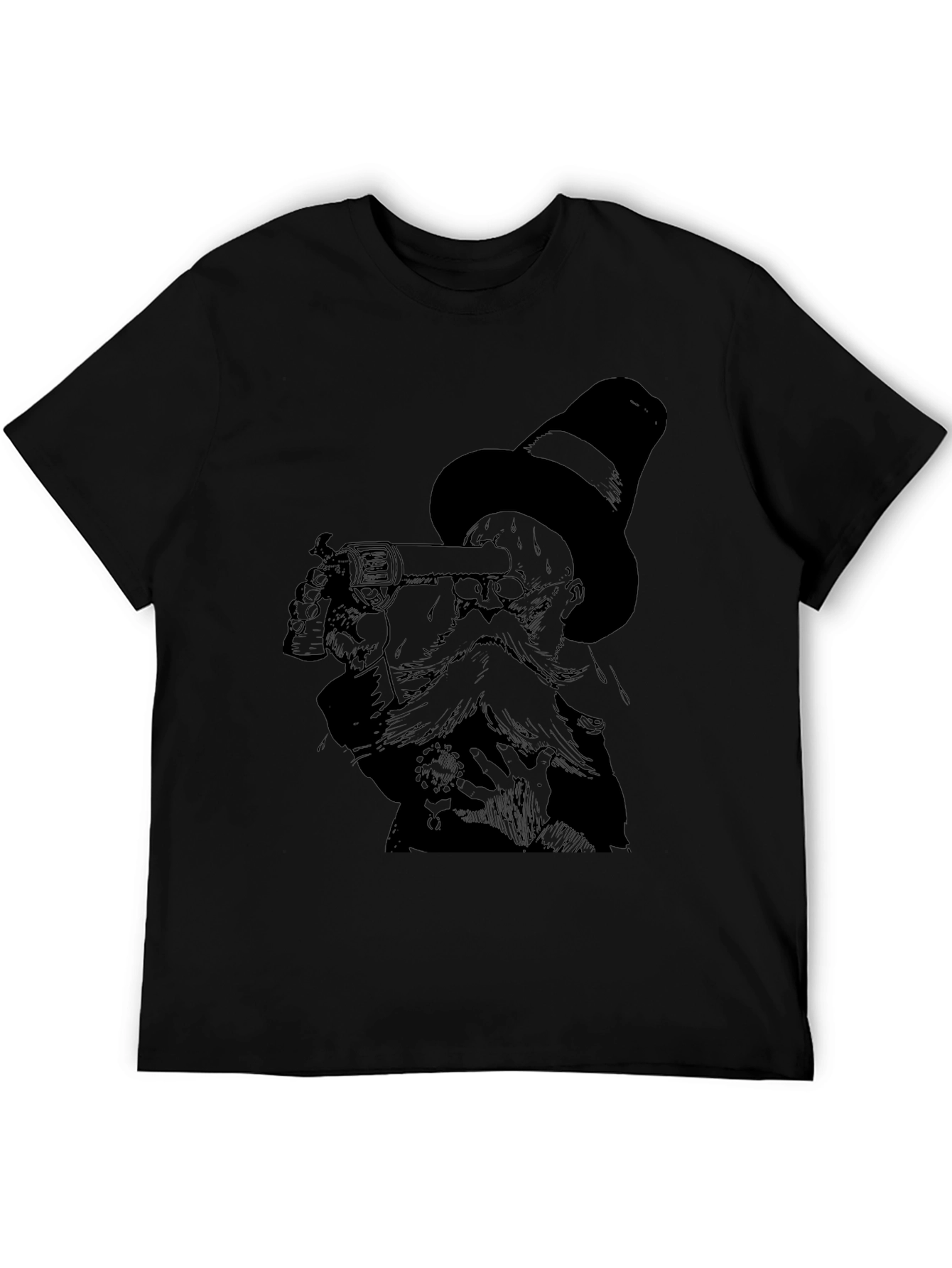 Steampunk Gentleman Graphic Tee - Black Cotton