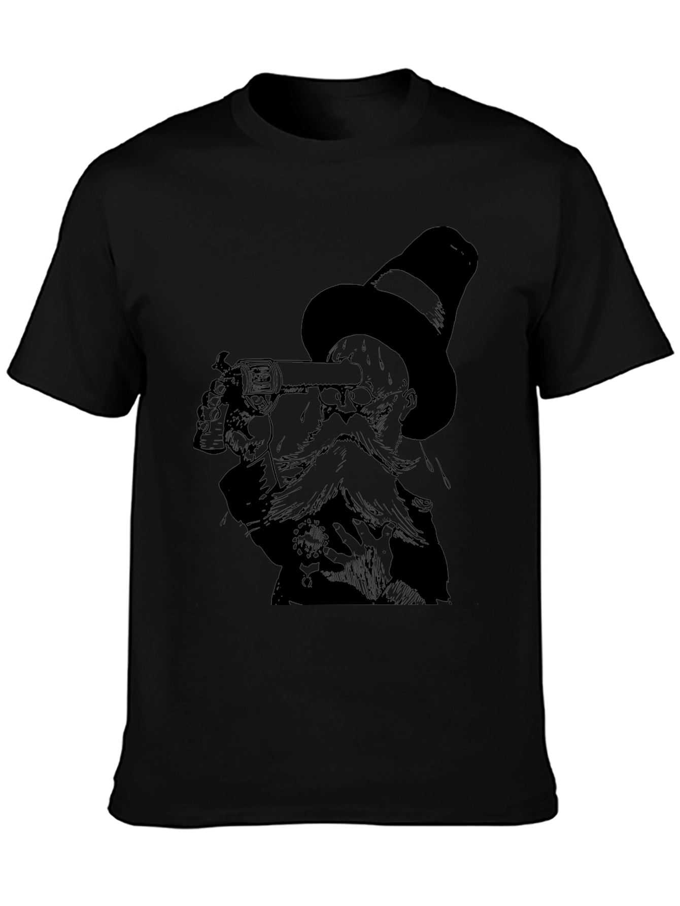 Steampunk Gentleman Graphic Tee - Black Cotton
