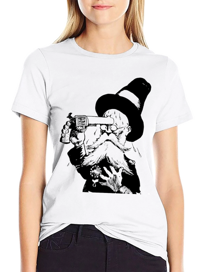 Steampunk Gentleman Graphic Tee - Black Cotton