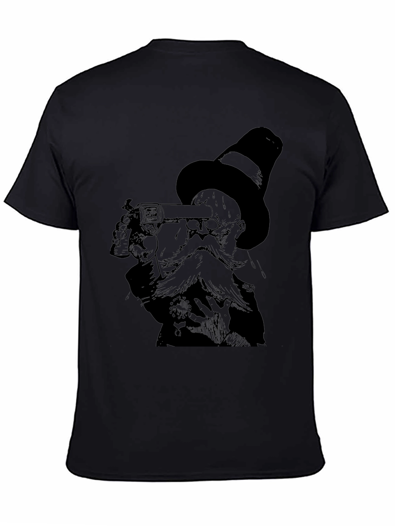 Steampunk Gentleman Graphic Tee - Black Cotton