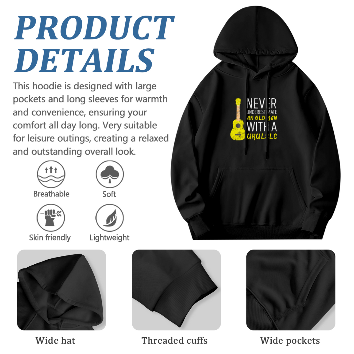 Trendy Hooded Sweatshirt - Black Hoodie Featuring