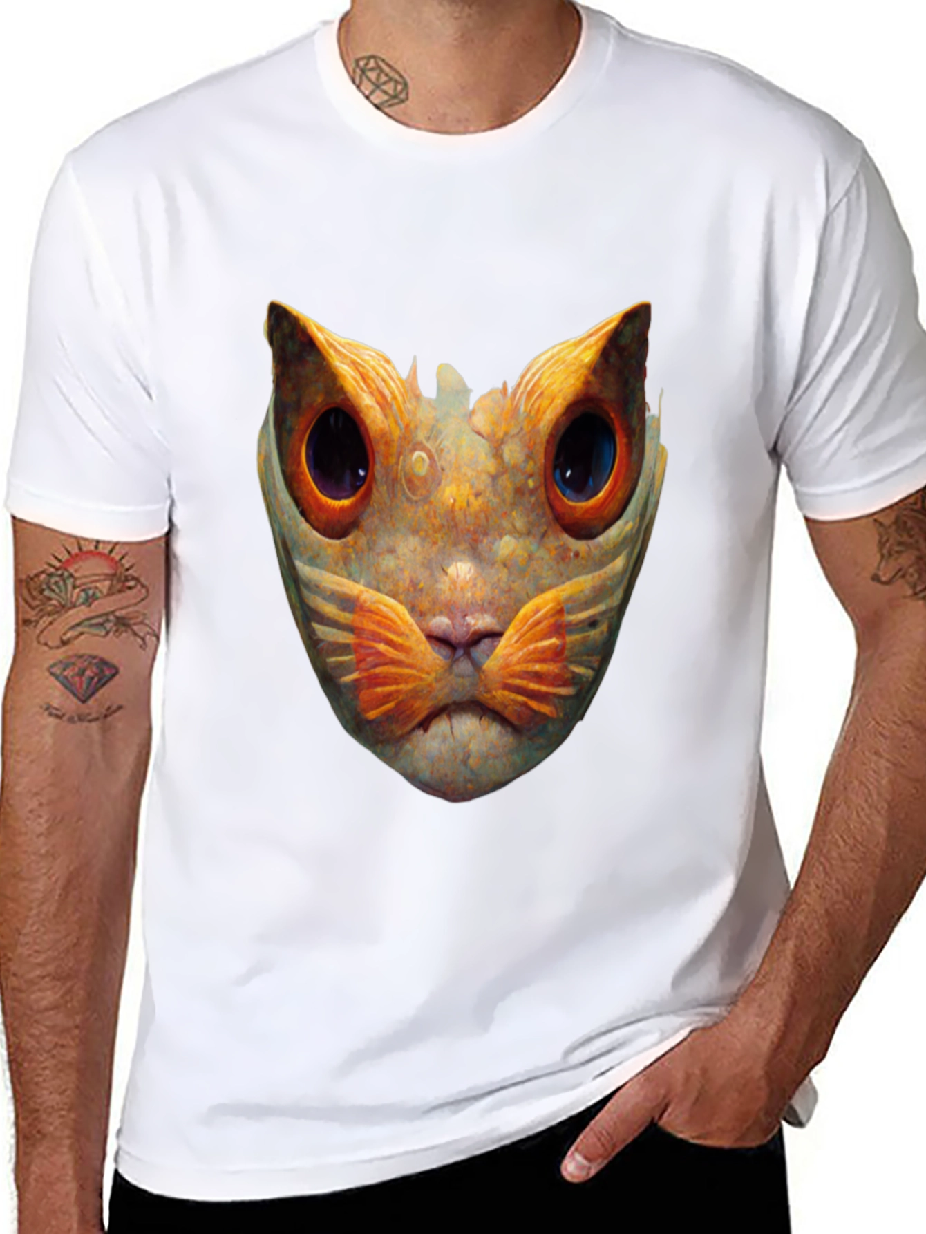 Abstract Cat Graphic T-Shirt