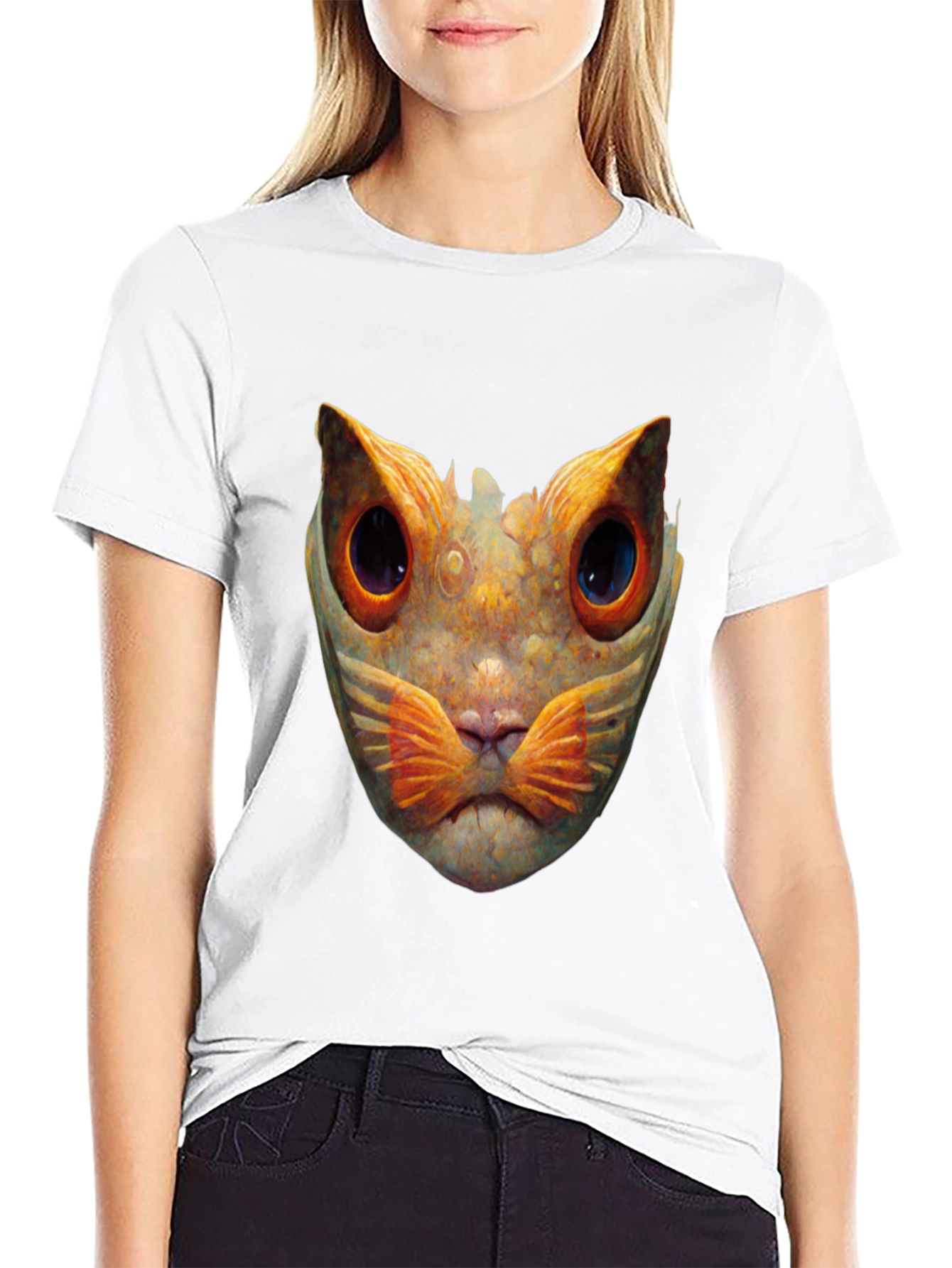 Abstract Cat Graphic T-Shirt