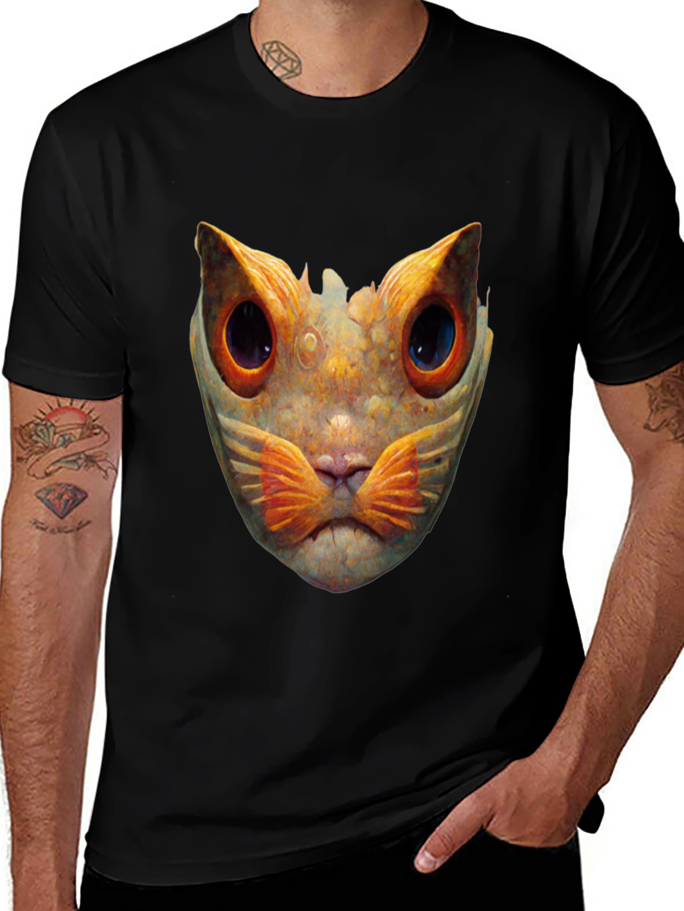 Abstract Cat Graphic T-Shirt