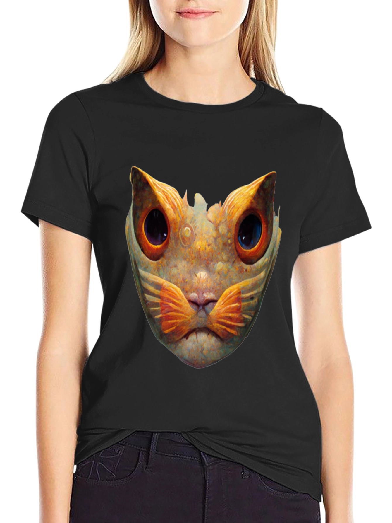 Abstract Cat Graphic T-Shirt