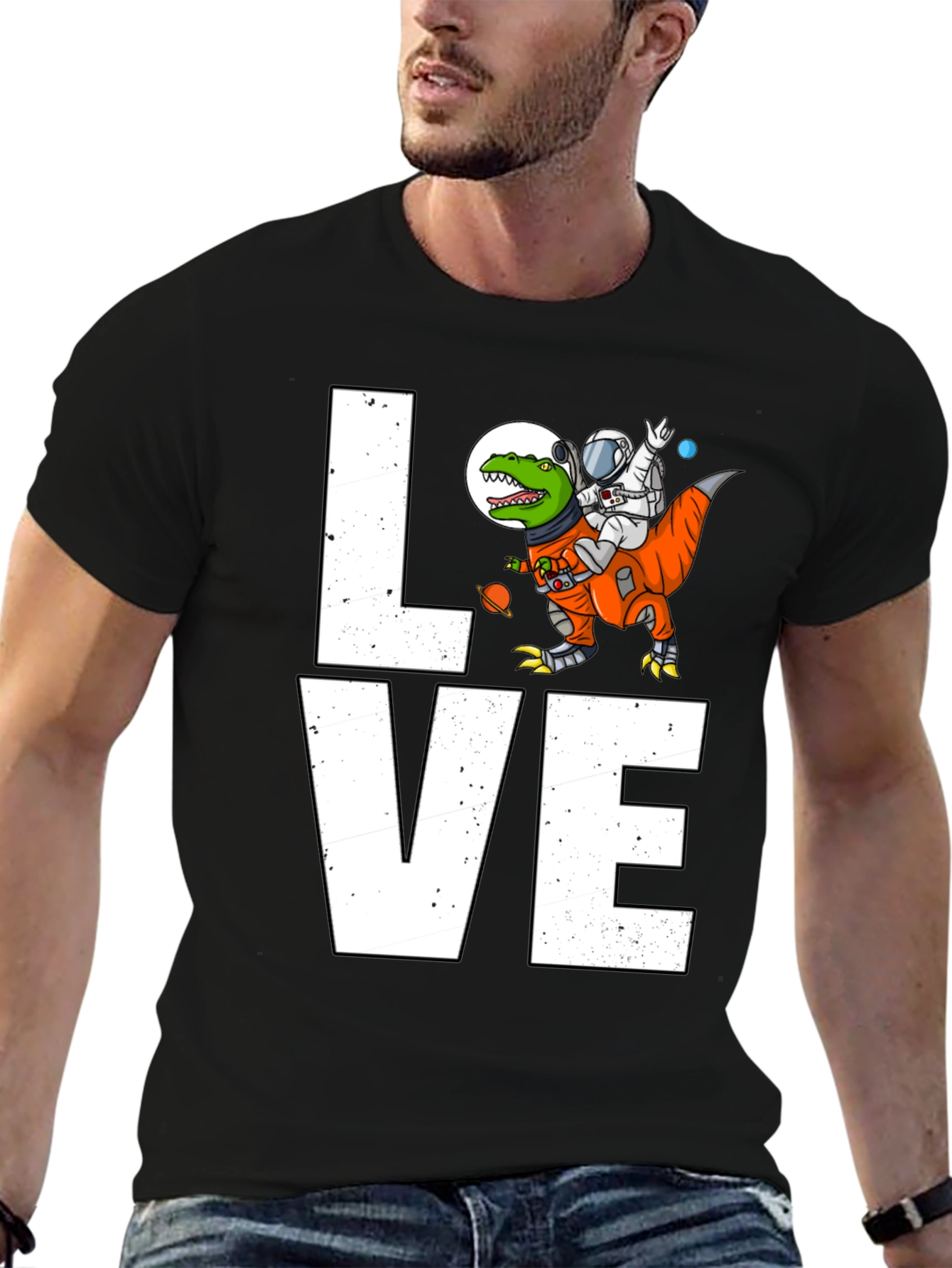Astronaut Riding Dinosaur LOVE T-Shirt