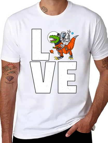 Astronaut Riding Dinosaur LOVE T-Shirt