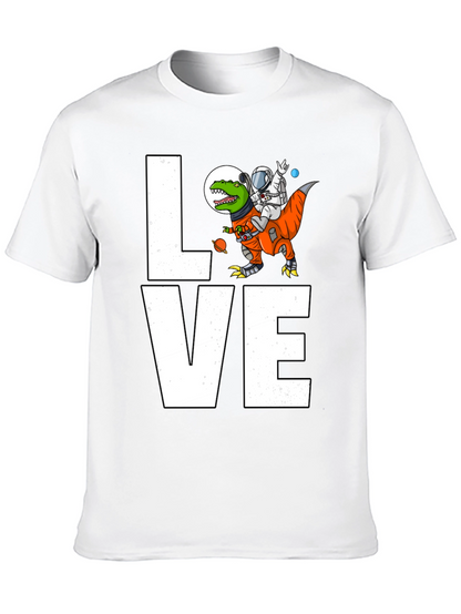 Astronaut Riding Dinosaur LOVE T-Shirt