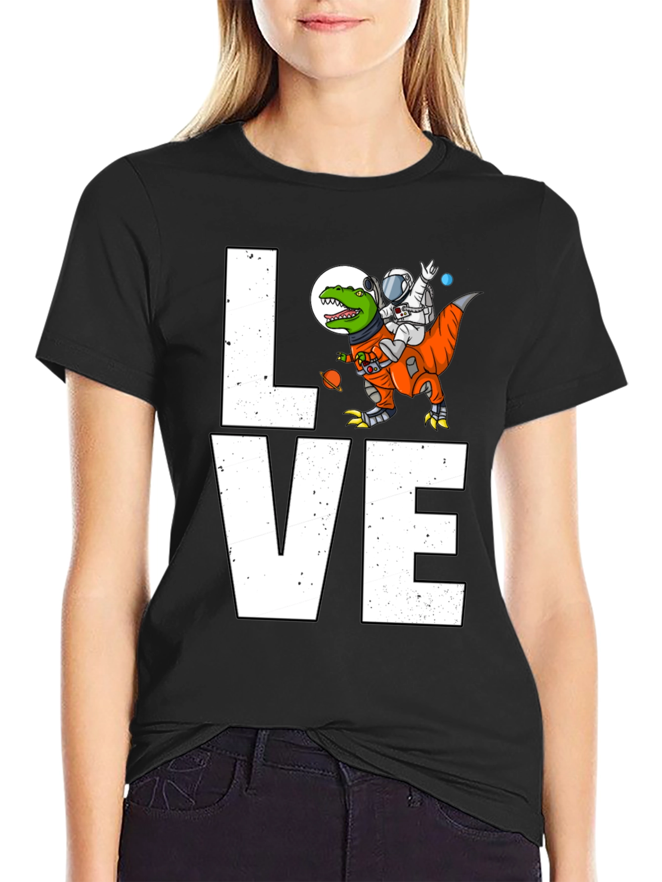 Astronaut Riding Dinosaur LOVE T-Shirt