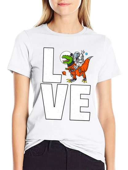 Astronaut Riding Dinosaur LOVE T-Shirt