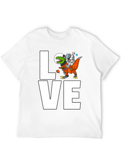 Astronaut Riding Dinosaur LOVE T-Shirt