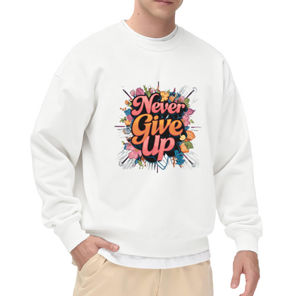 Never Give Up Floral Sport Crewneck Sweatshirt - Motivational Golf Flower Pullover