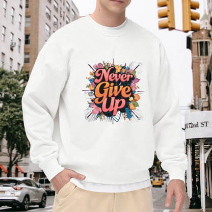 Never Give Up Floral Sport Crewneck Sweatshirt - Motivational Golf Flower Pullover