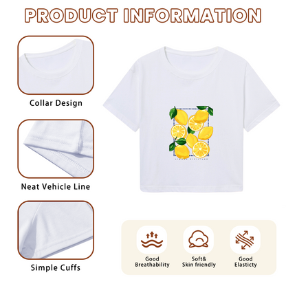 Juicy Sicily Lemon Fruit Graphic Cropped T?Shirt
