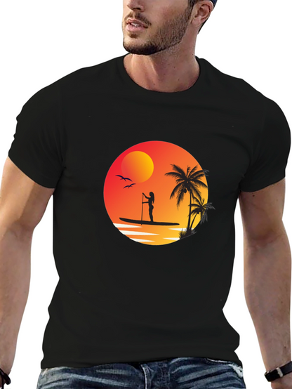 Sunset Paddleboard Graphic Tee - Black