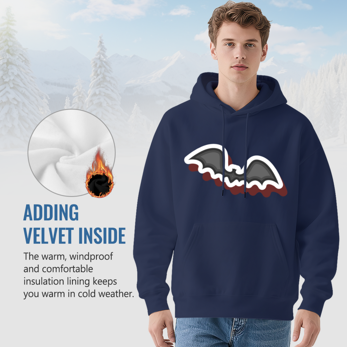 Unisex Graphic Hoodie - Navy Blue Hoodie