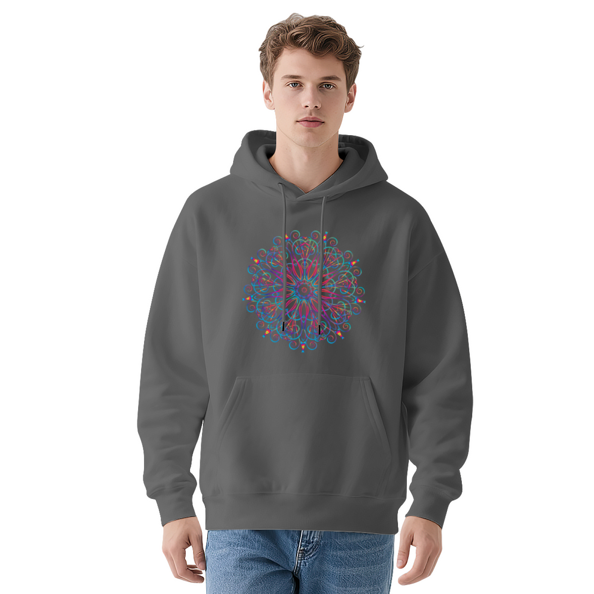 Neon Psychedelic Mandala Swirl Hoodie