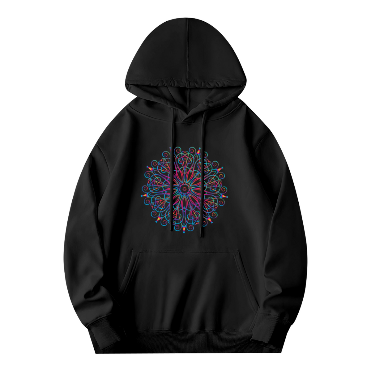 Neon Psychedelic Mandala Swirl Hoodie