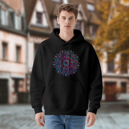 Neon Psychedelic Mandala Swirl Hoodie