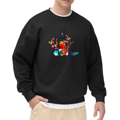 Abstract Musical Instruments Crewneck Sweatshirt - Colorful Art Music Lover Pullover