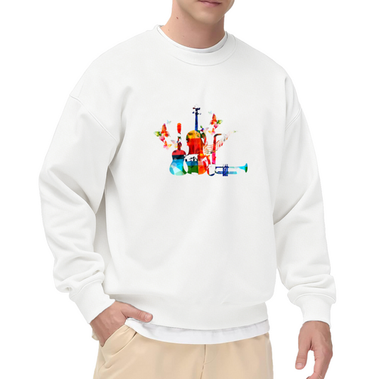 Abstract Musical Instruments Crewneck Sweatshirt - Colorful Art Music Lover Pullover