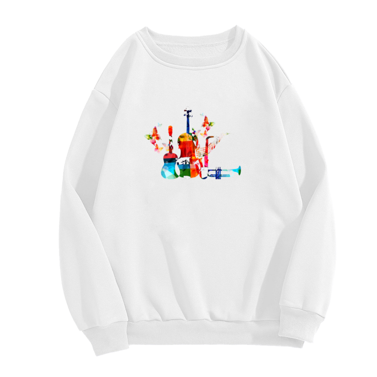 Abstract Musical Instruments Crewneck Sweatshirt - Colorful Art Music Lover Pullover