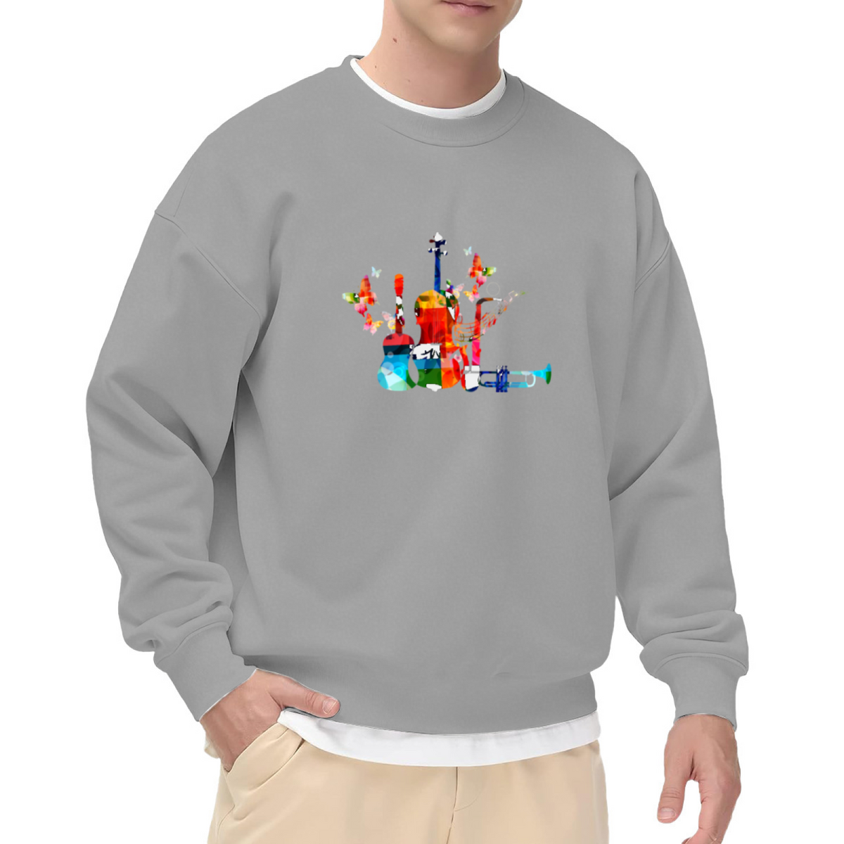 Abstract Musical Instruments Crewneck Sweatshirt - Colorful Art Music Lover Pullover