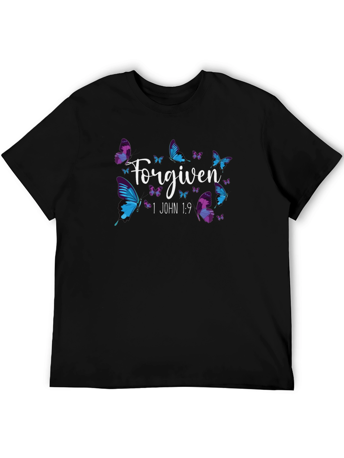 Forgiven Butterfly Graphic Black T-Shirt