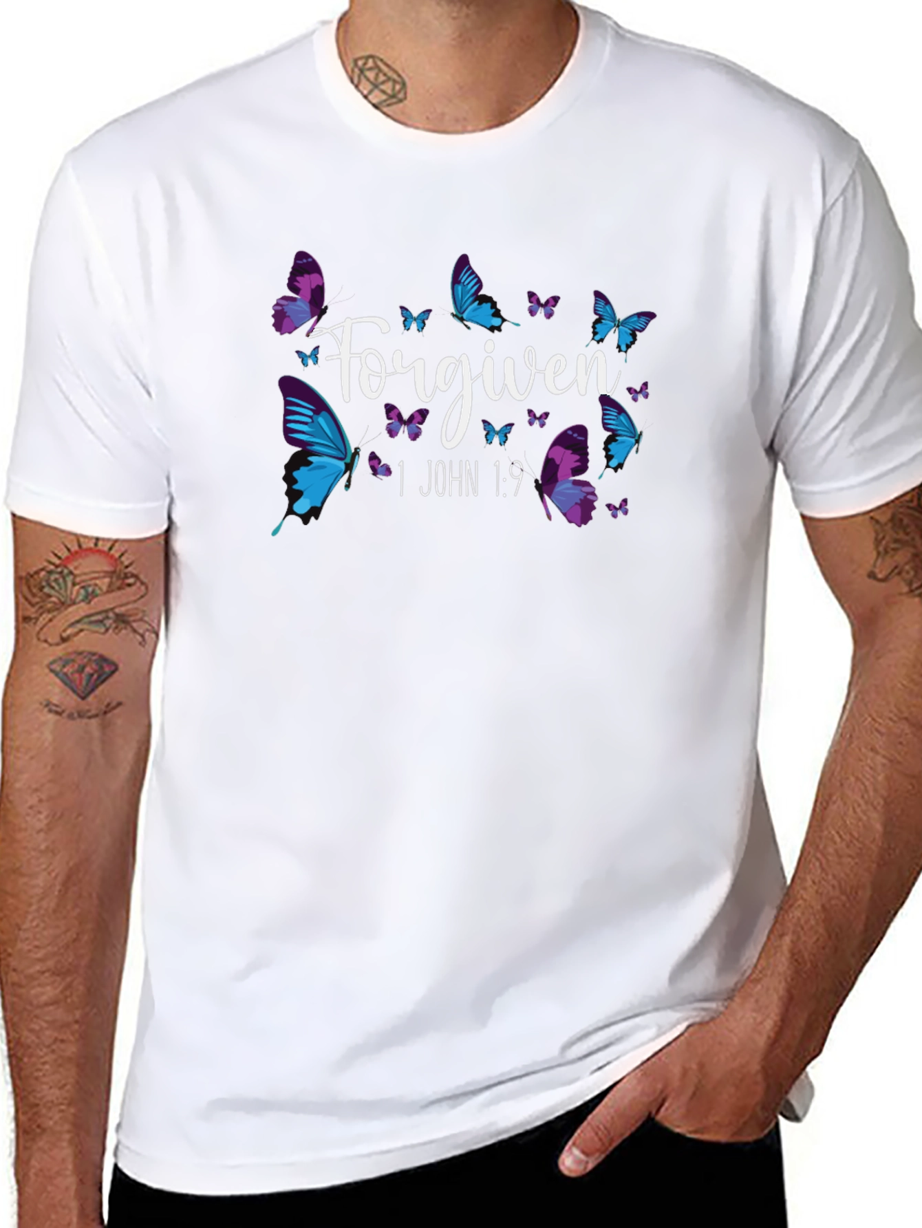 Forgiven Butterfly Graphic Black T-Shirt