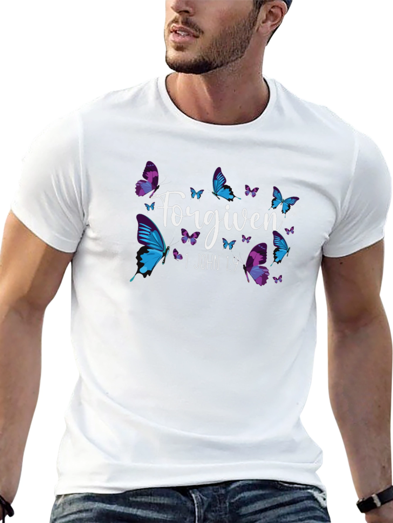 Forgiven Butterfly Graphic Black T-Shirt