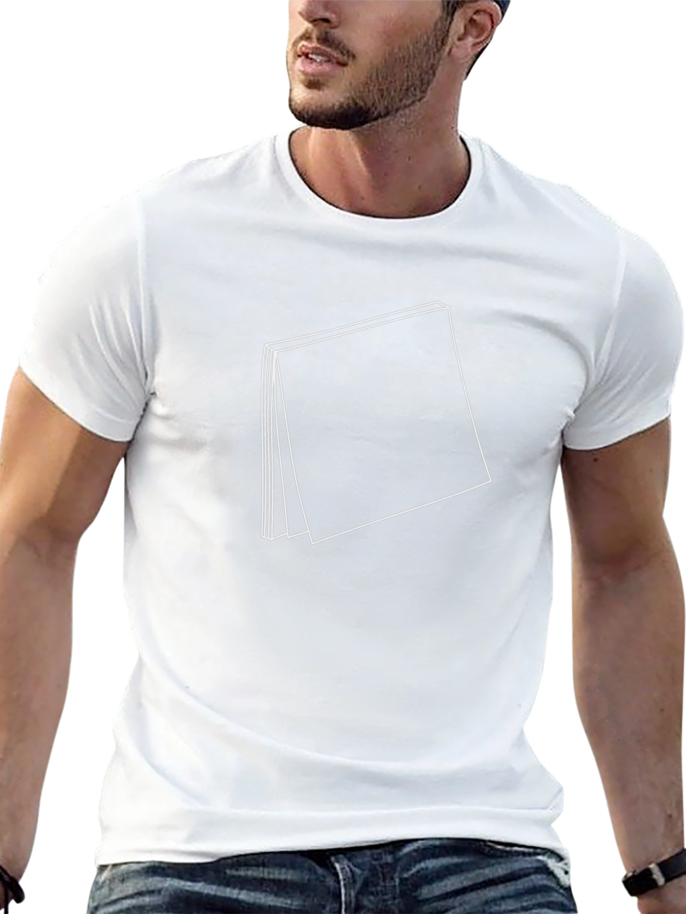 Modern Graphic Tee: Abstract Book Design - Black