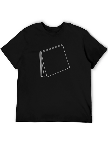 Modern Graphic Tee: Abstract Book Design - Black