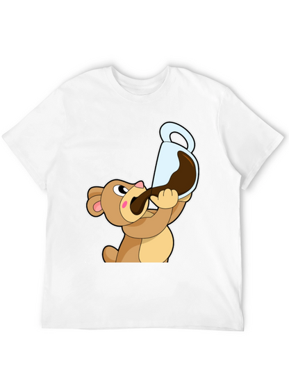 Bear Drinking Coffee T-Shirt Cartoon Graphic Tee