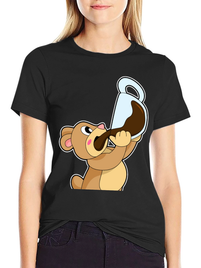 Bear Drinking Coffee T-Shirt Cartoon Graphic Tee