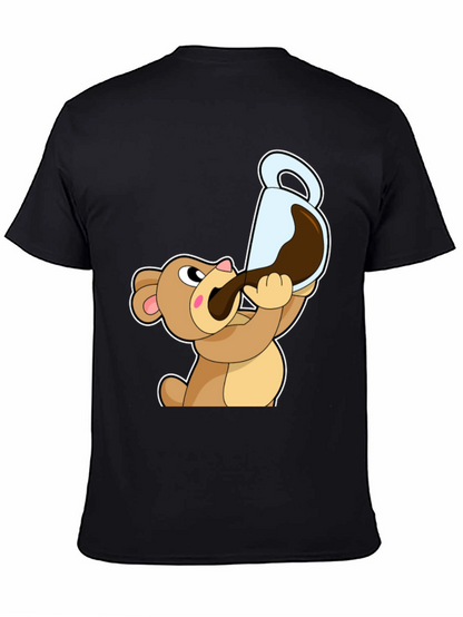 Bear Drinking Coffee T-Shirt Cartoon Graphic Tee