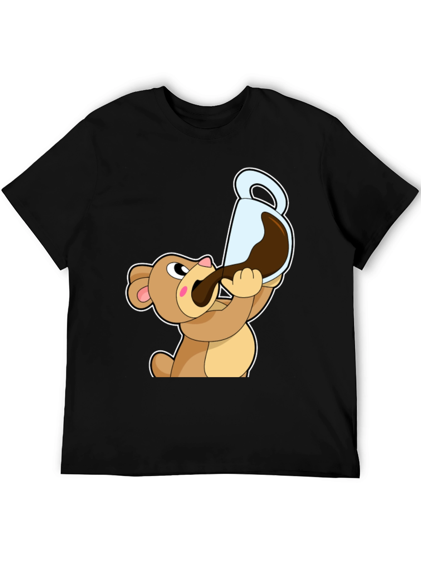 Bear Drinking Coffee T-Shirt Cartoon Graphic Tee