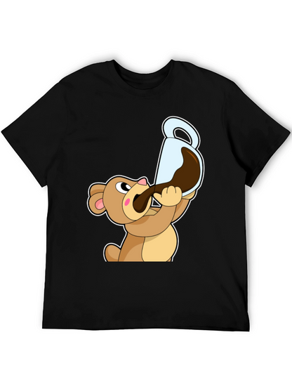 Bear Drinking Coffee T-Shirt Cartoon Graphic Tee