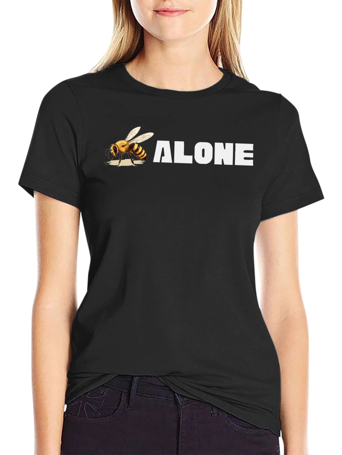 Bee Alone Graphic T-Shirt - Black
