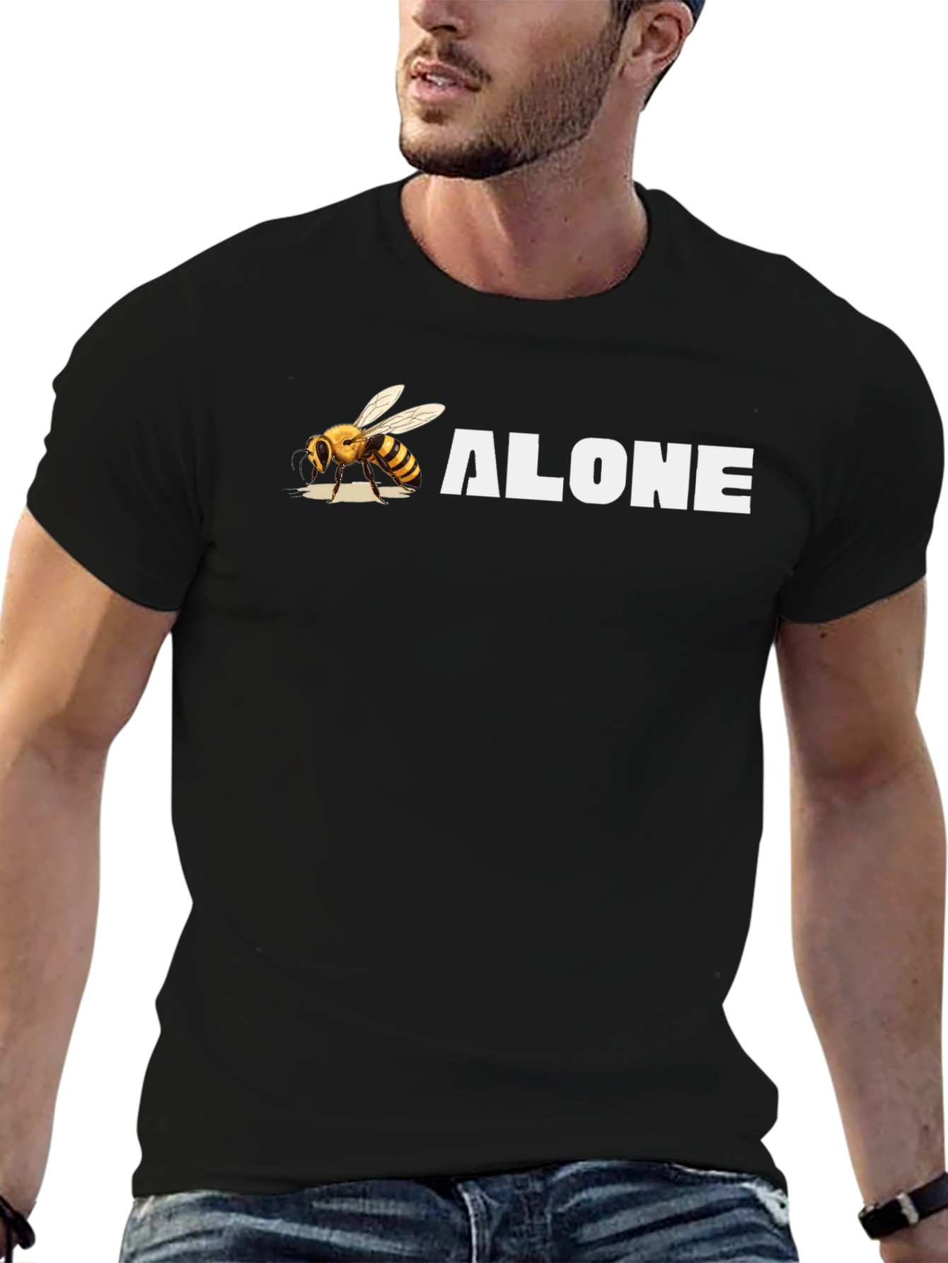 Bee Alone Graphic T-Shirt - Black