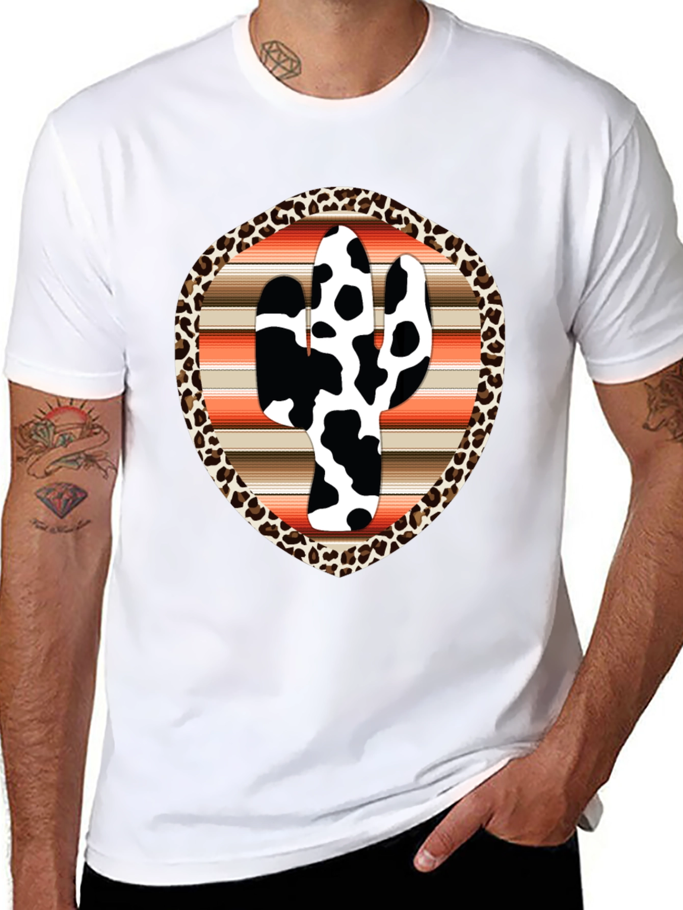 Cow Print Cactus Graphic Tee