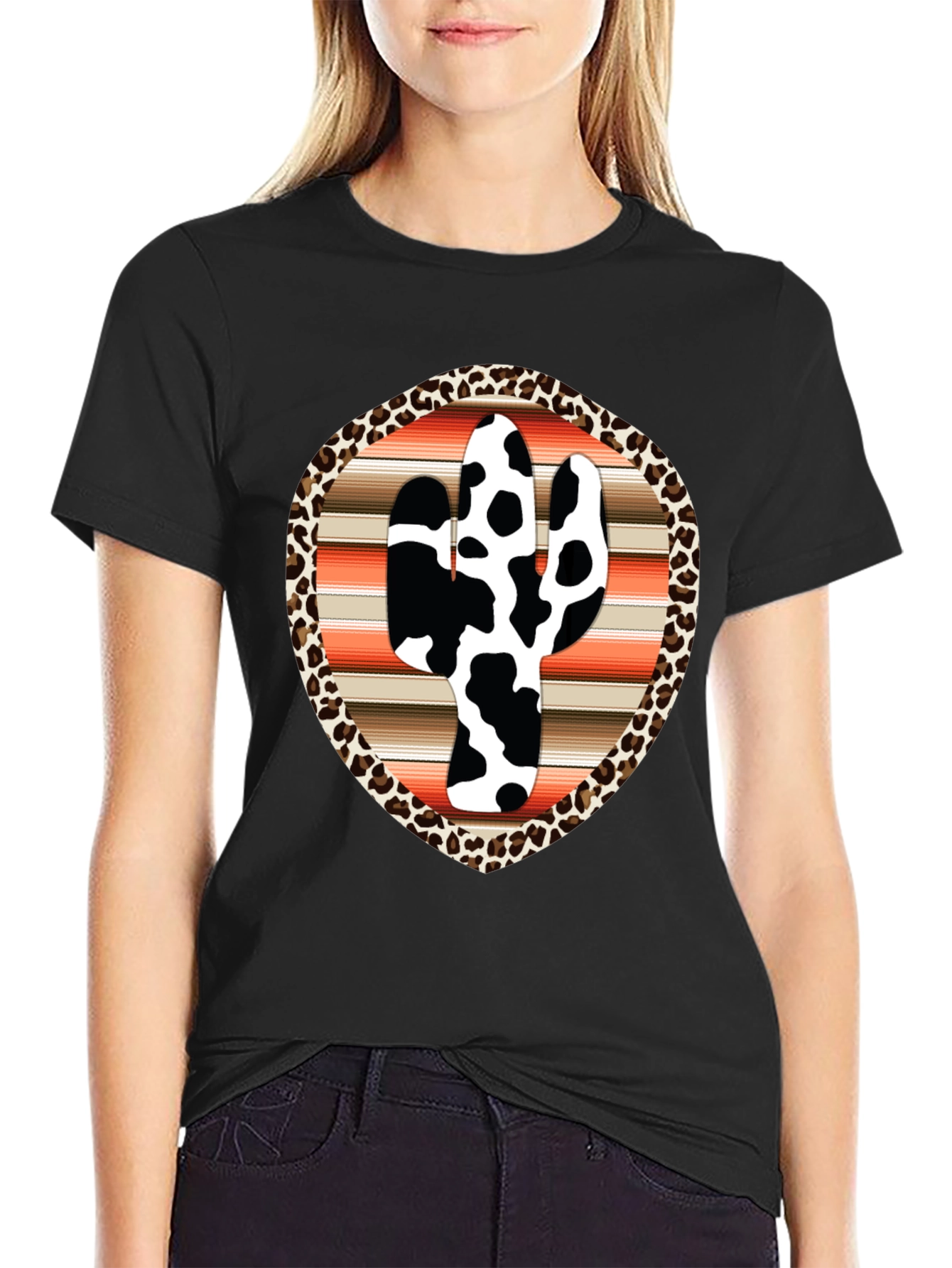 Cow Print Cactus Graphic Tee