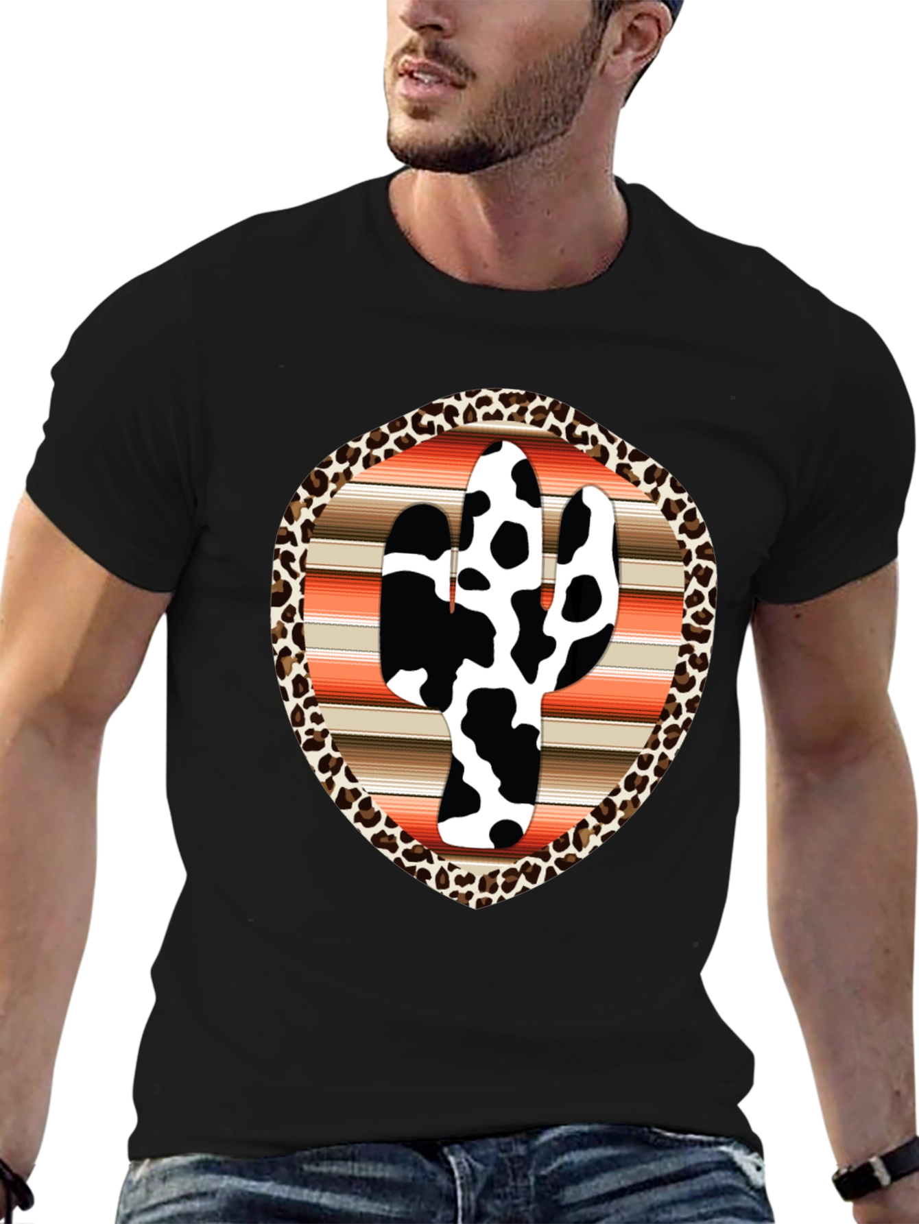Cow Print Cactus Graphic Tee