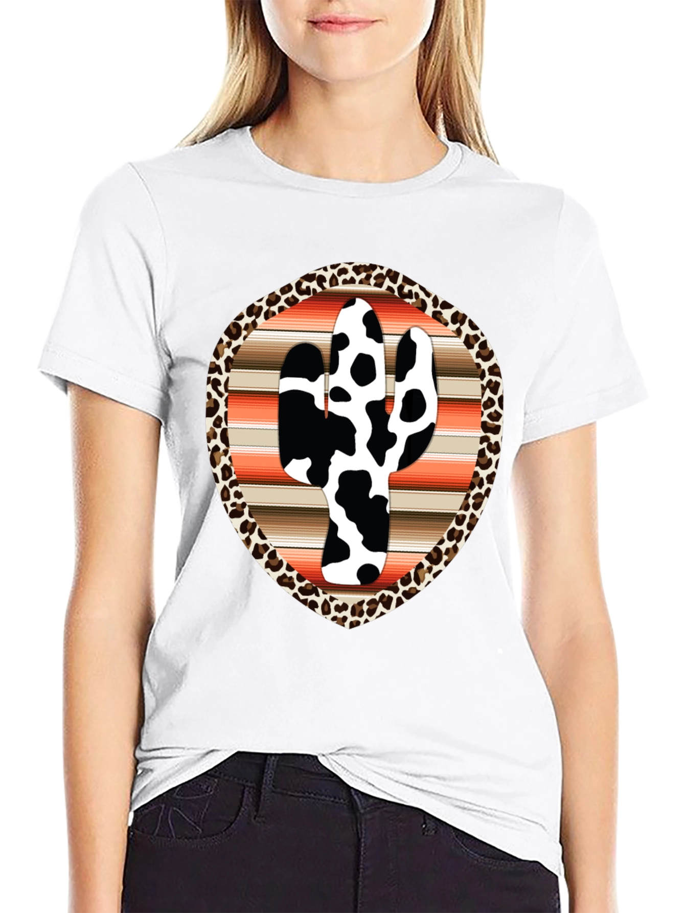 Cow Print Cactus Graphic Tee