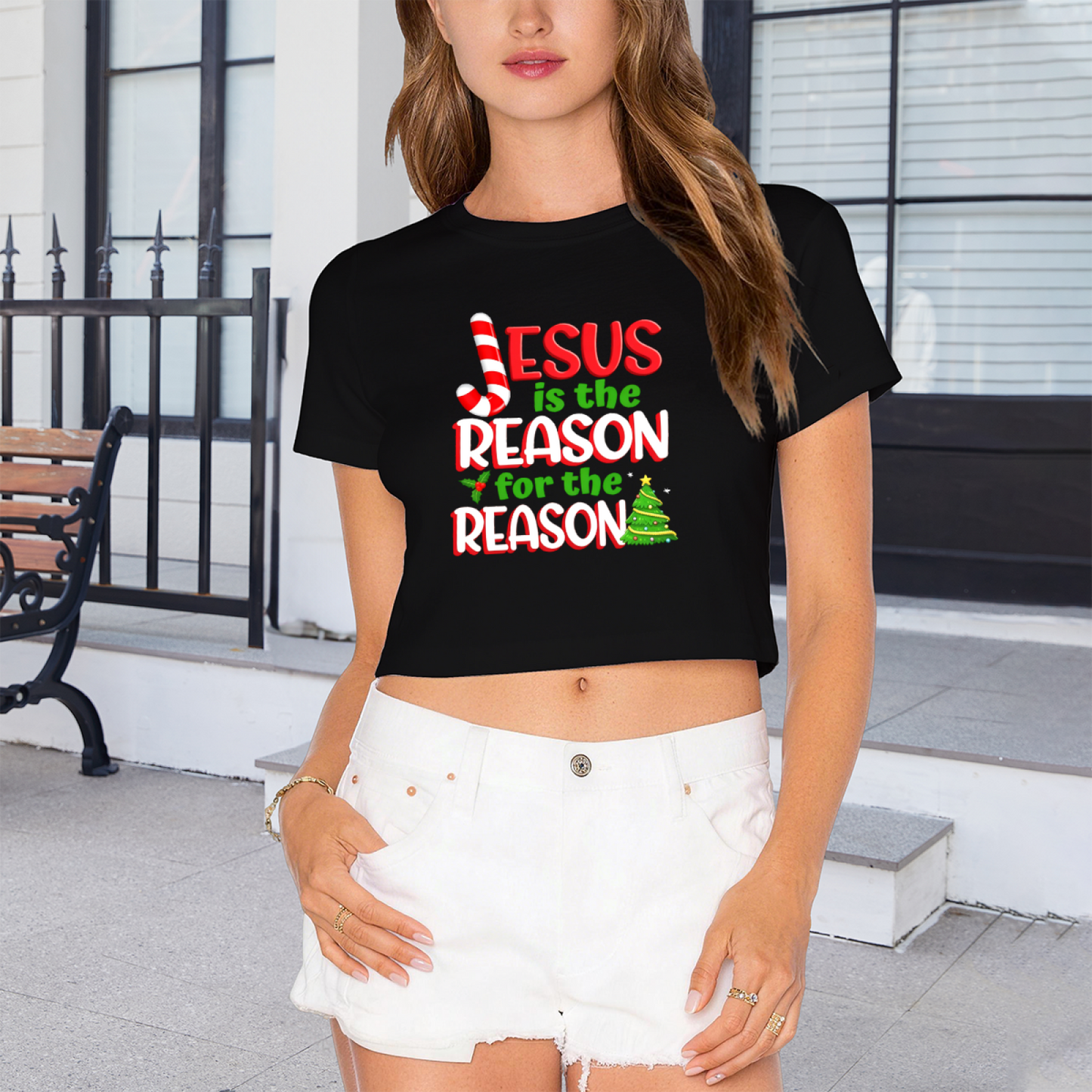Jesus Is The Reason For The Season Christmas Crop Top