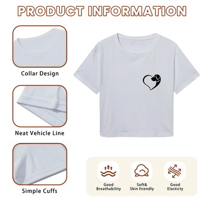 Sweet Heart Shape Dog Lover Minimal Graphic Crop Tee