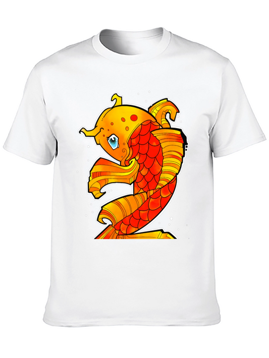 Koi Fish Graphic Print T-Shirt - Stylish Black Tee