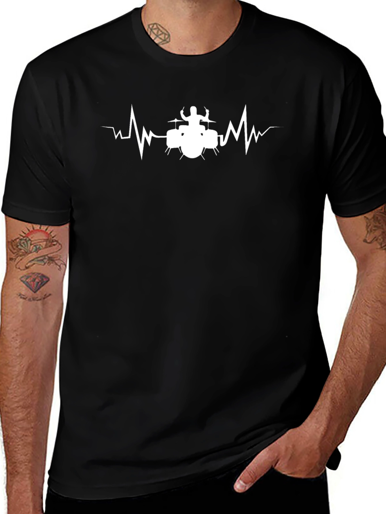 Drumbeat Heartbeat Black T-Shirt