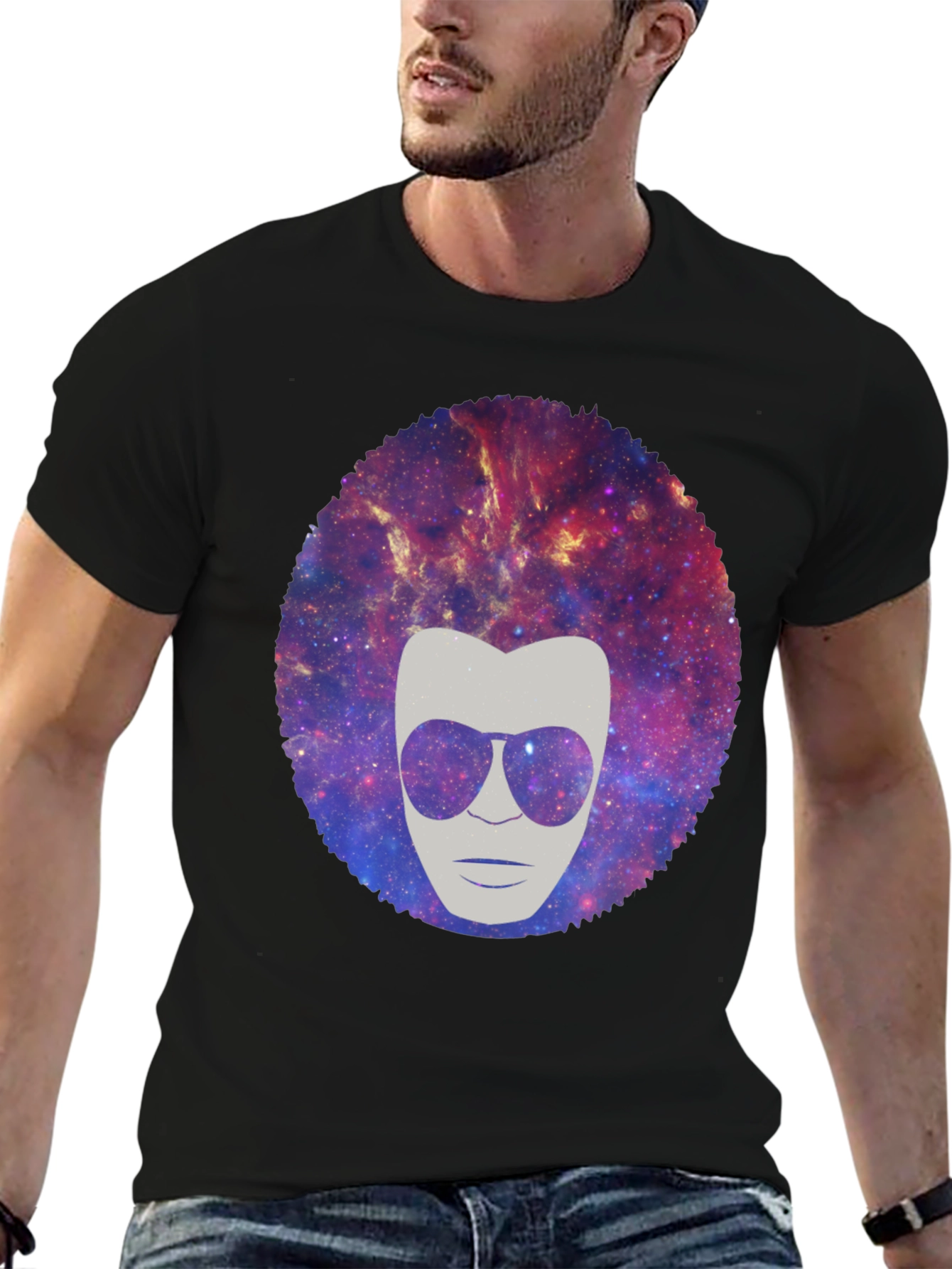 Galaxy Afro Man Graphic Tee - Cool & Unique!