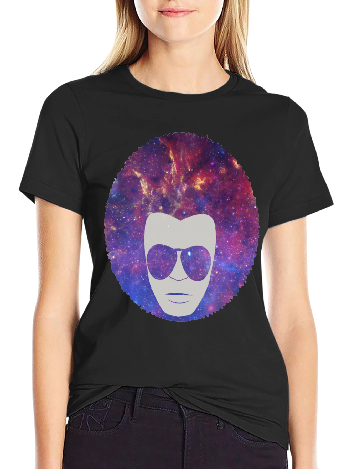 Galaxy Afro Man Graphic Tee - Cool & Unique!