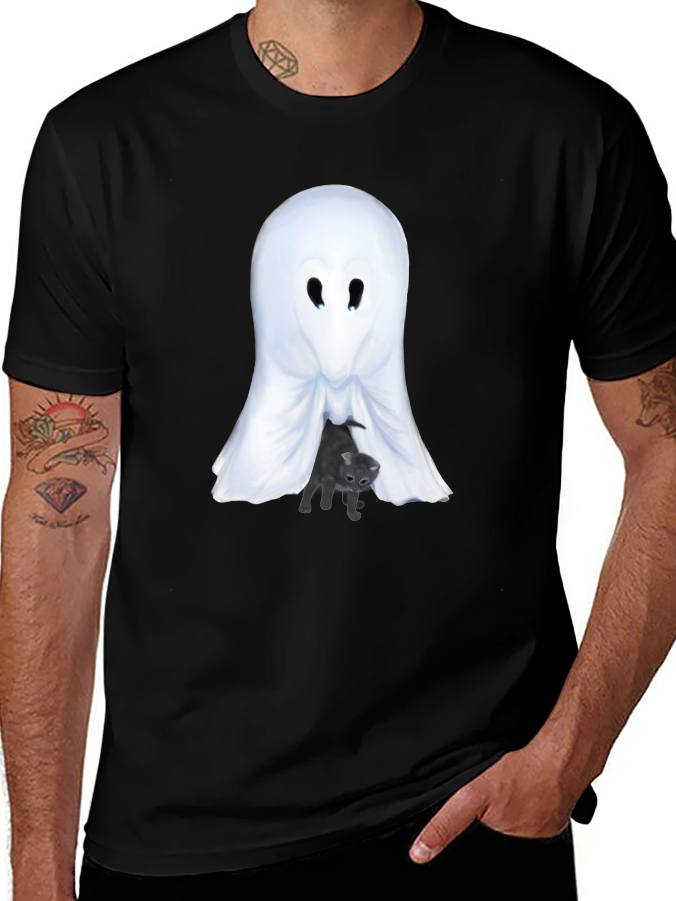 Ghost and Kitten Graphic T-Shirt